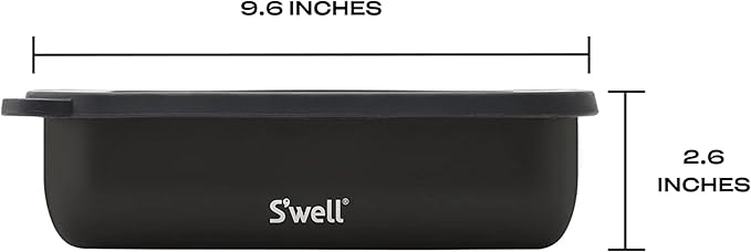 S'well Stainless Steel Bento Box, Onyx, Fits One Large Entree Or Small Entree And Snack, Includes Removable Divider, Leakproof, Easy to Clean, Dishwasher Safe