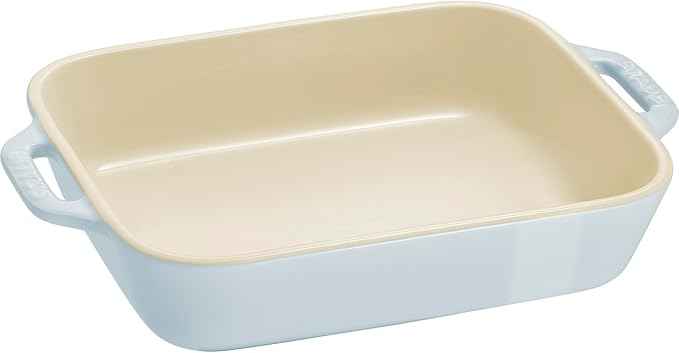 STAUB Ceramic 2-pc Rectangular Baking Dish Set, Macaron Pastel Blue