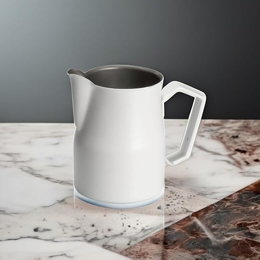 Motta Stainless Steel Professional Milk Pitcher/Jugs, 11.8 Fluid Ounce, White