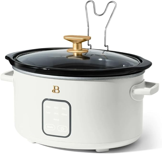 Beautiful 4-Quart Programmable Slow Cooker with Touch-Activated Display, Digital Timer, Keep-Warm Function & Removable Non-Stick Pot