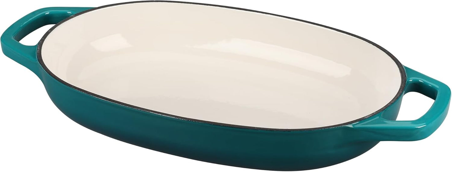 Enameled Cast Iron Dutch Oven Pot with Lid, Oval Dutch Oven for Bread Baking, Bread Oven for Homemade Sourdough Bread Baking, 5qt, Darkcyan