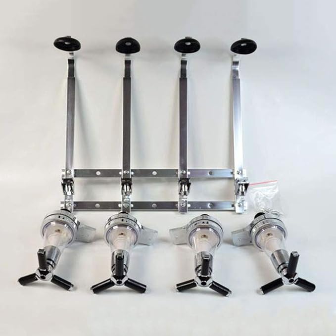 4 Bottle Liquor Dispenser, Wall Mounted Spirit Drinks Stand Optic, Spring-Loaded Wine Dispenser Stand Drinking Pourer Bottle Holder