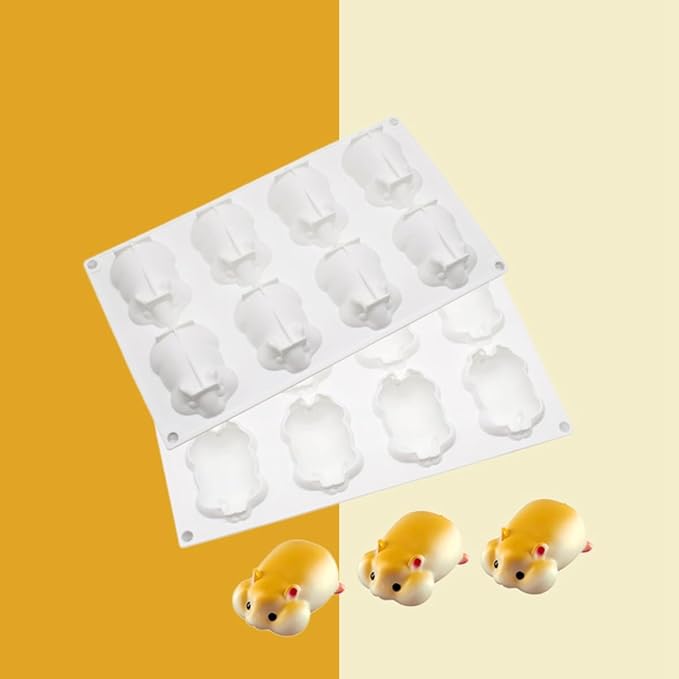Silicone Mold for Baking Cakes,Soap Molds,Flower Shape Silicone Molds for Homemade French Dessert Mold for Pastry Chocolate,Jelly Chocolate Mold & Ice Cube Tray (I_ Hamster)