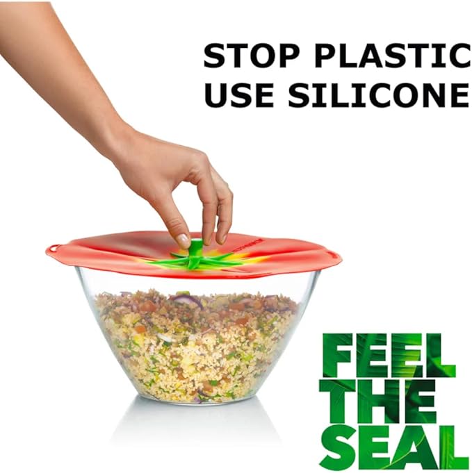 Charles Viancin - Tomato Silicone Lid for Food Storage and Cooking - 11''/28cm - Airtight Seal on Any Smooth Rim Surface - BPA-Free - Oven, Microwave, Freezer, Stovetop and Dishwasher Safe