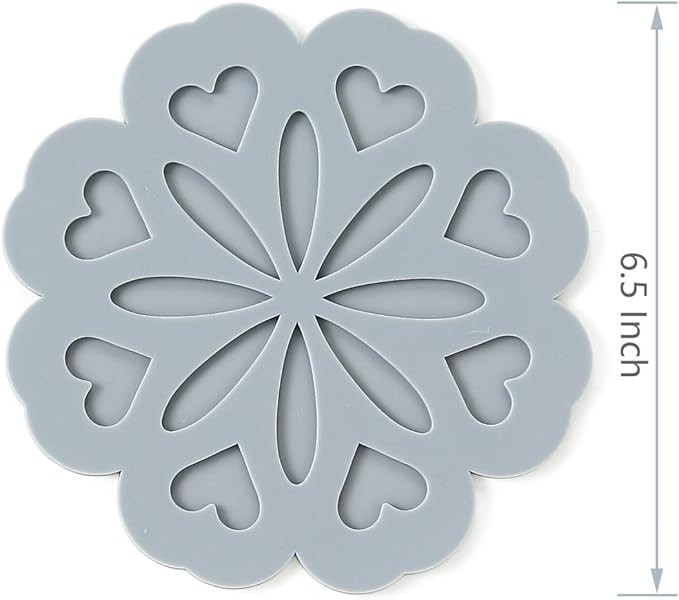 Set of 4 Silicone Trivet Mat - Hot Pot Holder Hot Pads for Table & Countertop - Trivet for Hot Dishes - Non-Slip & Heat Resistant Modern Kitchen Hot Pads for Pots & Pans, Teal