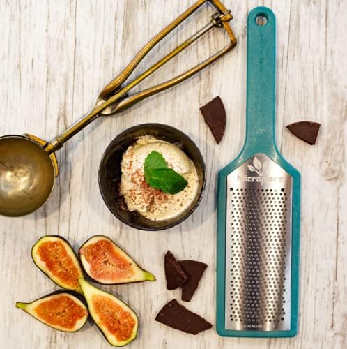 Microplane EcoGrate Series - Fine Cheese Grater with Peacock Blue Frame | USA-Made Blade