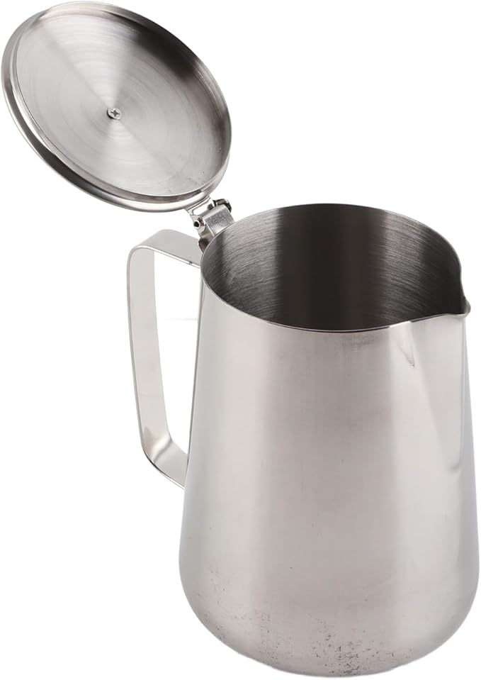 Stainless Steel Milk Frothing Pitcher with Lid for Latte Coffee Art, Small 3oz Creamer Jug, Metal Barista Set, Mini Cup for Health Gear Coffee (2000ml)