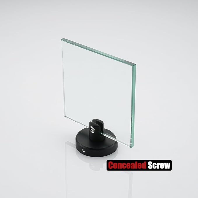JQK Small Floating Glass Shelves Black, 4 Inch Display Ledges for Wall, Mini Decor, Living Room Bedroom Bathroom, Tempered Glass Shower Storage, 2 Pack, TGS101L4-PB-P2