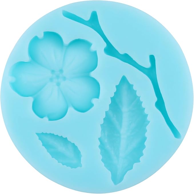 Peach Blossom Fondant Molds Plant Flowers Leaf Silicone Mold for Cake Decorating Cupcake Topper Chocolate Candy Gum Paste Polymer Clay