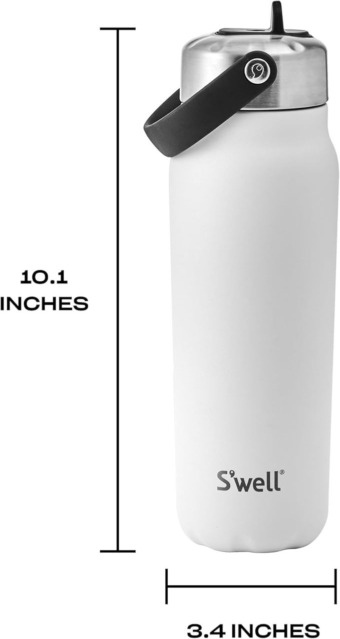 S'well Recycled Stainless Steel Explorer with Flip Straw Lid, 24oz, Moonstone, Triple Layered Vacuum Insulated Containers Keeps Drinks Cold for 36 Hours and Hot for 8