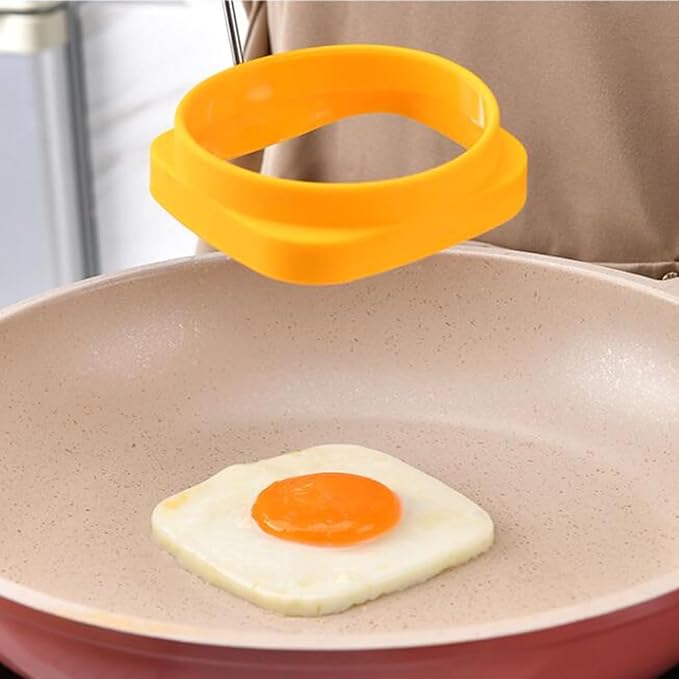 Blue Fried Egg High Temperature Resistance Flexible Food Grade Double-sided Square Round Egg Fryer Mould Egg Rings for Home Fried Egg Ring Egg Poachers Specialty Cookware Kitchen and Dining