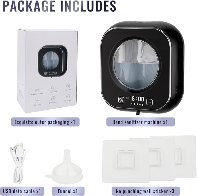 Automatic Soap Dispenser Touchless, Wall Mount Hand Soap Dispenser 10.8oz, LED Clock Electric Sensor Pump with 5 Speed Foam,120-Day Long-Life Battery, IPX5 Waterproof for Kitchen Bathroom Office Hotel