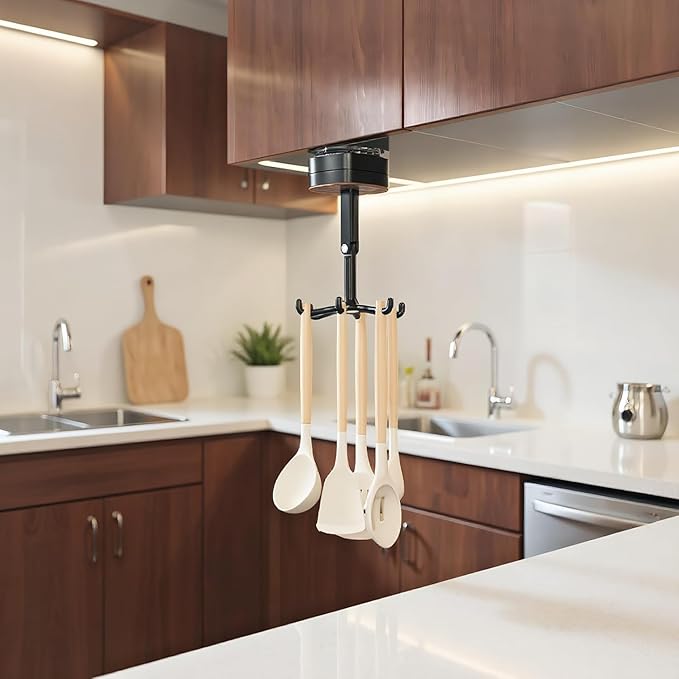 Wall Mounted Rotating Hooks with Suction Cup, Upgraded Suction Cup Hooks 360 Degrees Rotating Folding Adhesive Hooks,Multi-Hook Design for Kitchen Utensils, Tool-Free Installation (2PCS)