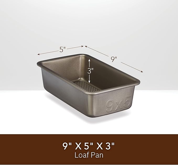 GoodCook Best Ever Nonstick Textured Aluminized Steel Loaf Pan, 9" x 5", Champagne