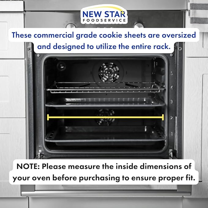 New Star Foodservice Commercial-Grade 18-Gauge Aluminum Sheet Pan/Bun Pan (18 L x26 W x1 H (Full Size) XL Size Measure Oven)