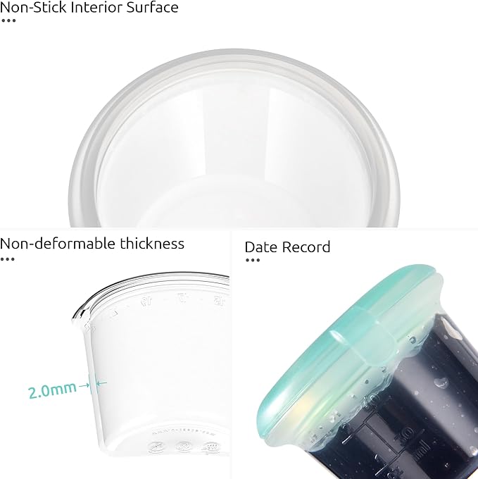 U-Taste 18/8 Stainless Steel Measuring Spoons Set of 9 and 2oz×2 Silicone Food Container Mini Kitchen Storage with Airtight Lid Set of 2 (Aqua Sky)
