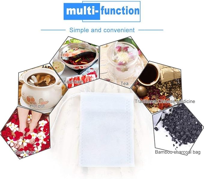 TamBee Tea Bags Disposable Tea Filter Bags Tea infusers Empty Muslin Drawstring Seal Filter Drawstring Herb Loose Tea Bag 400 Pack (400, 2.76" x 1.97")