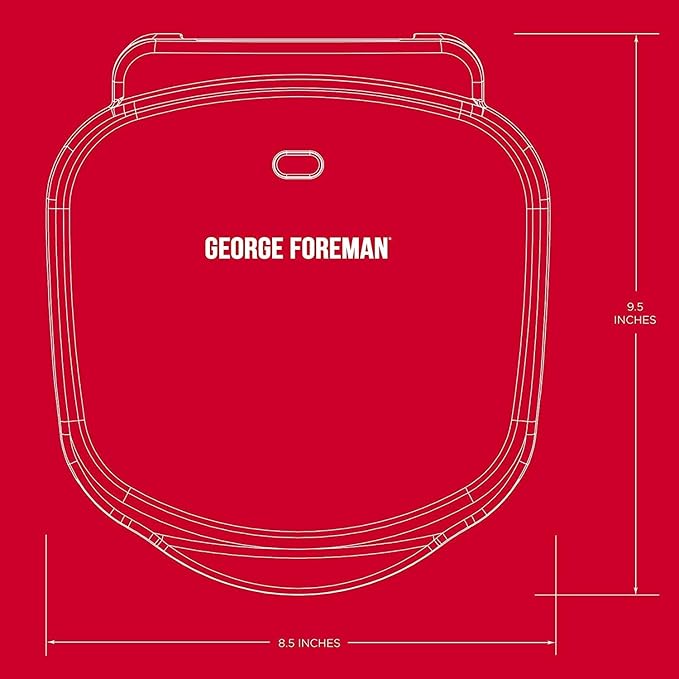 George Foreman GR10B 2-Serving Mini Grill & Panini Press, Compact 7.3” x 5.6” Cooking Surface,1–2 Servings, Dorms & Small Kitchens