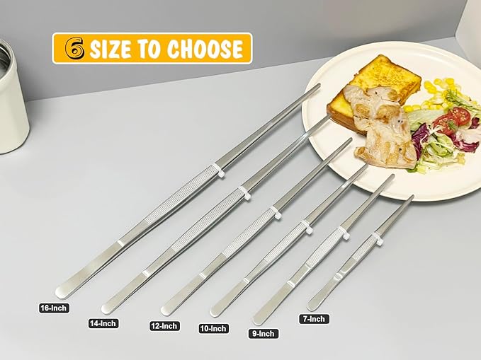 JETKONG 7 Inch Small Cooking Tweezers Mini Kitchen Food Tweezers Small Kitchen Tweezer Tongs