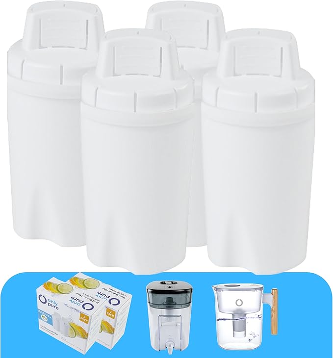 Water Pitcher Replacement Filter/ 2 PACKS (4 PCS), Removes Microplastics, Chlorine, Lead, Forever Chemicals, Heavy Metals, Industrial Pollutants/Filters 120 Gallons. (2)