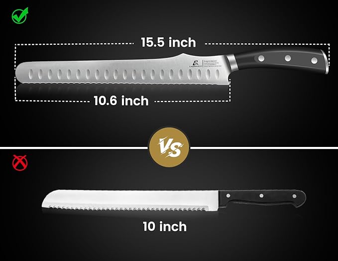 CoquusAid Bread Knife for Homemade Bread, 10.6 Inch Multifunction Serrated Knife, Razor Sharp Slicer, High Carbon German Steel Bread Cutter, Ergonomic Handle Design for Sourdough Turkey Fruit Cutting