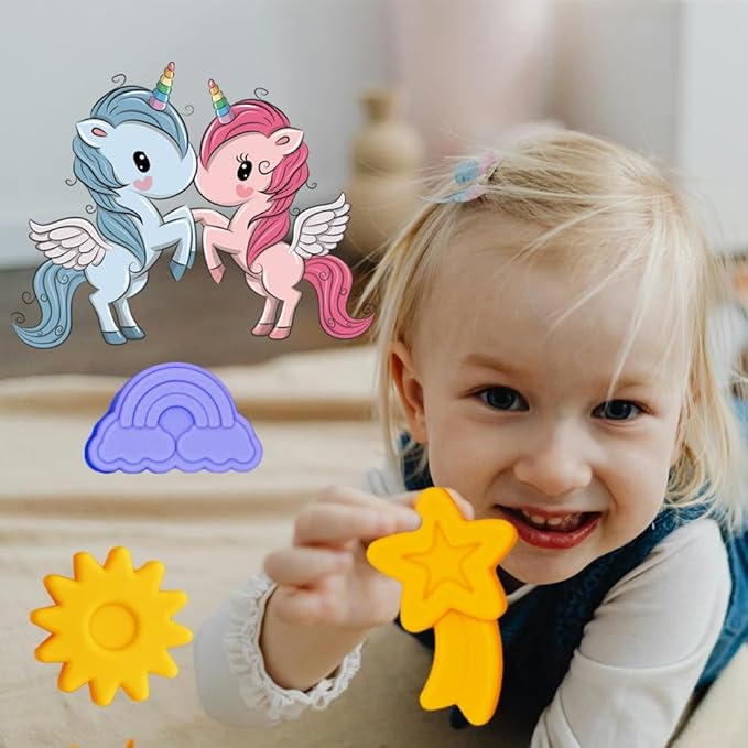 2 Pack Unicorn Molds Silicone 8 Cavity 3D Flying Unicorn Themed Baking Mould Tray with Cartoon Rainbow Meteors Sun for Kids' Party Chocolate Cake Topper Dessert Mousse Pastry Handmade Soap Crayons