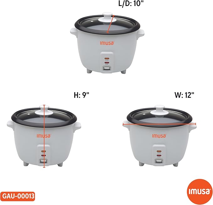 IMUSA USA GAU-00013 Electric Nonstick Rice Cooker 8-Cup (Uncooked) 16-Cup (Cooked), White