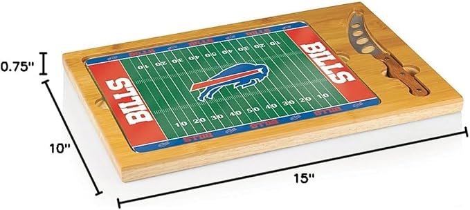 PICNIC TIME NFL Football Field Icon Glass Top Cutting Board & Knife Set, (Parawood & Bamboo)