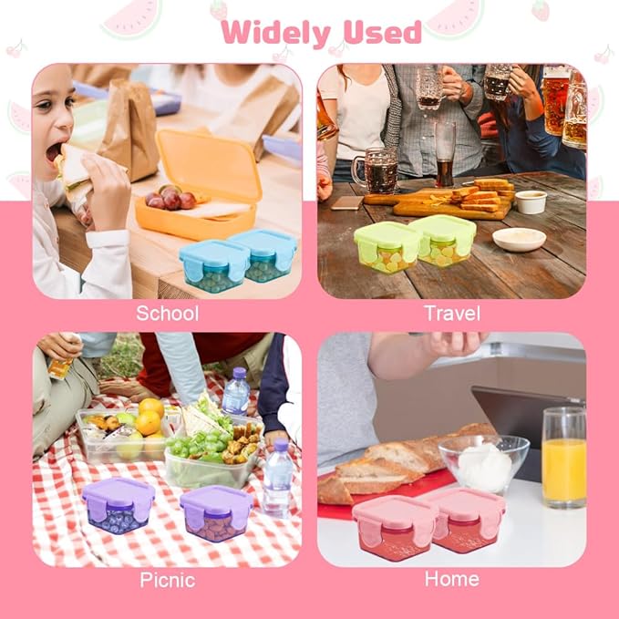 12PCS Food Storage Containers with Airtight Lids, 60ML Small Plastic Meal Prep Boxes, Dishwasher & Microwave Safe,BPA Free (White, Pink, Yellow, Blue, Purple, Green)