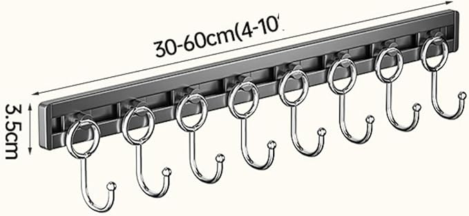 Kitchen Utensil Hooks and Adhesive Hooks are Suitable for Hanging Wall Hooks, Saving Space and eliminating The Need for Drilling (Black, 8 Hooks)