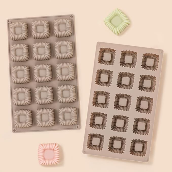 Cube Cake Silicone Mold | 1.6" x 1.6" x 0.8" 3D Square Mini Mousse Cake Baking Mold, French Dessert Molds for Chocolate, Jello, Brownie Bites, Ice Cream Cube, 15-Cavity