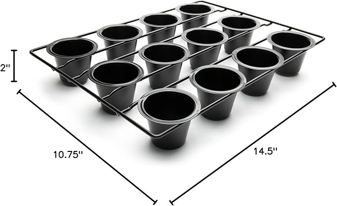 Fox Run 4758 Linking Mini Popover Pan, Carbon Steel, Non-Stick, 12-Cups