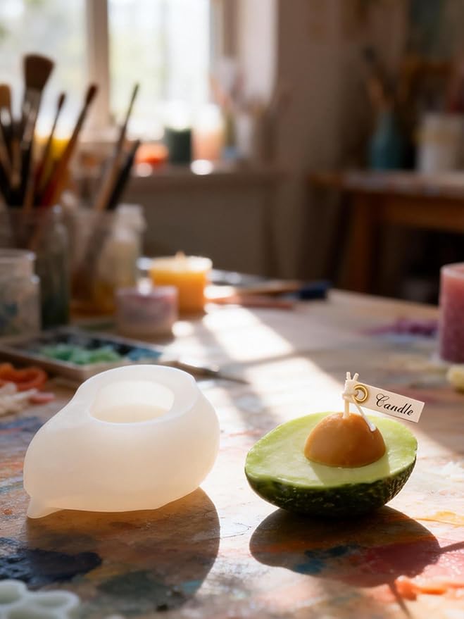 Avocado Silicone Mold – Silicone Fruit Mold for Chocolate, Fondant, Candle, Resin & Cake Decor, 3D DIY Candy Baking Tool for Parties & Gifts (Avocado)