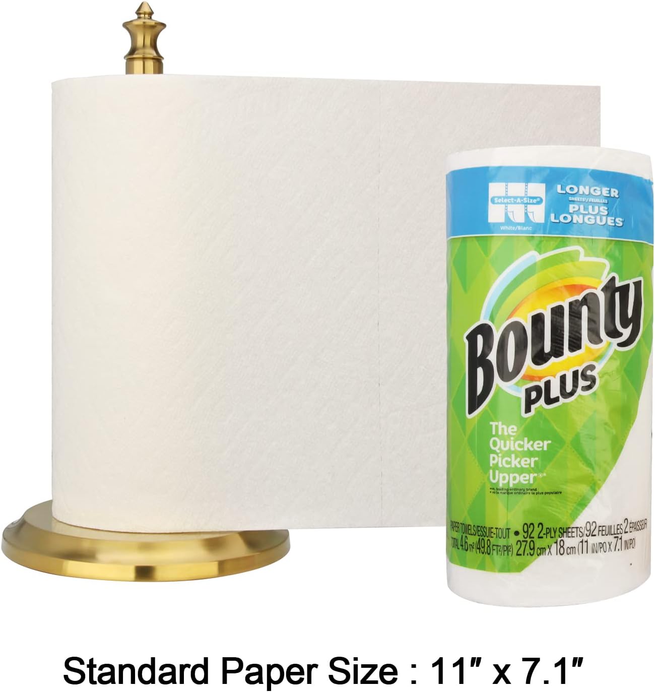 Akicon Paper Towel Holder Stand for Kitchen Countertop & Dining Room Table (Brushed Gold Brass, Classical)