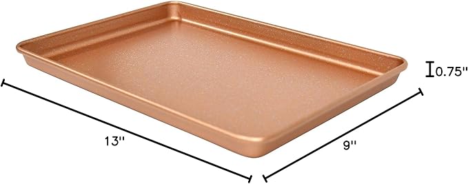 casaWare 13 x 9 x 1-Inch Ultimate Series Commercial Weight Ceramic Non-Stick Coating Cookie/Jelly Roll Pan (Rose Gold Granite)
