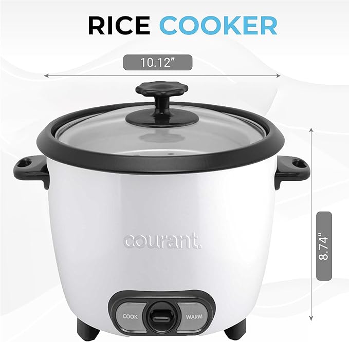 Courant large rice cooker, 30 Cup cooked One-Touch large capacity rice cooker family Removable Non-Stick Bowl, with steamer try, white