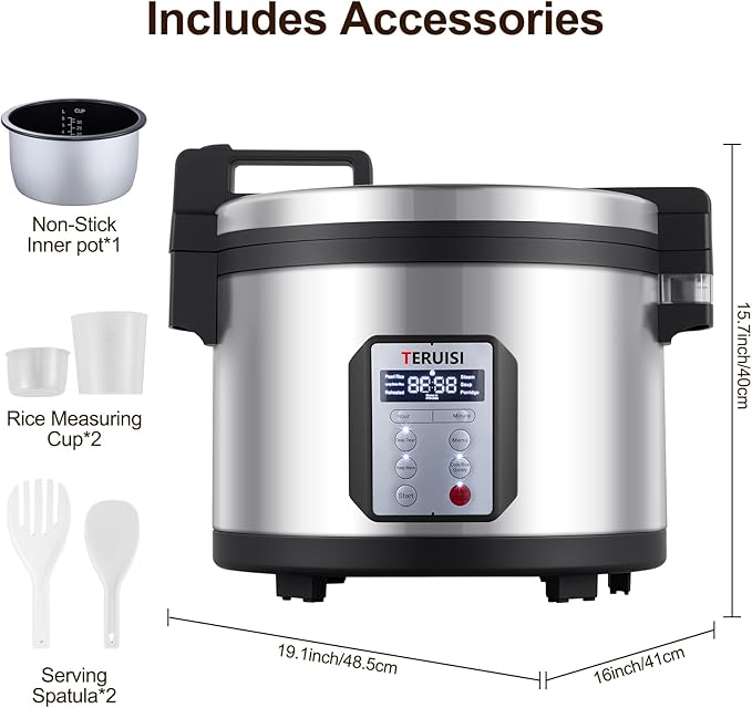 Commercial Rice Cooker, 15.85QT/84 Cups Cooked Rice 15L Large Capacity Rice Cooker & Warmer, 1550W Fast Rice Cooker with 6 Preset Functions, LED Display, Non-stick Inner Pot for 25-35 People Use