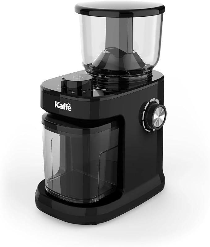 Kaffe Electric Coffee Burr Grinder - 5.5oz - Black (Cleaning Brush Included)
