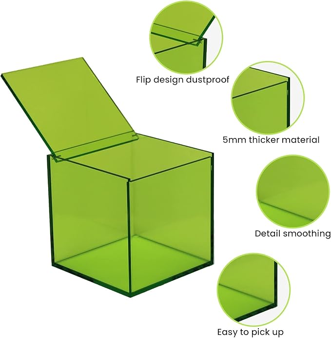 Coffee Capsule Storage Box Coffee Pod Holder Organizers Accessories Anti Dust Durable Clear Acrylic Box for House and Office Use, Green, 5x5 In