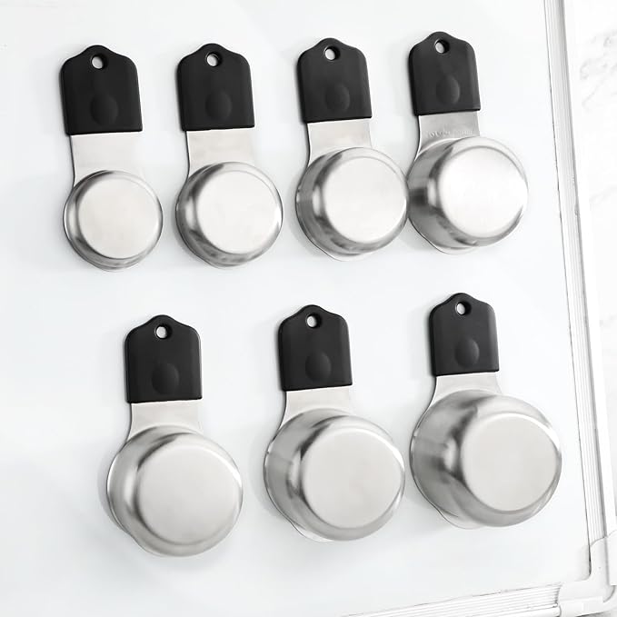 Measuring Cups Stainless Steel Magnetic Measuring Cups Set of 7 Stackable Nesting Heavy Duty Metal Measure Cup for Measuring Dry or Liquid Ingredients