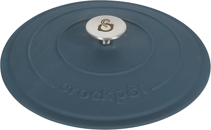 Crock-Pot Artisan 5-Quart Round European Enameled Cast Iron Dutch Oven with Lid – Matte Navy Blue, Durable Oven Safe Cookware