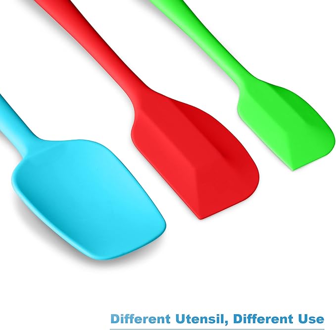 Silicone Spatula 3‑Piece Set Heat Resistant 600°F Non‑Stick Rubber Spatulas with Stainless Steel Core ALLWIN HOUSEWARE Large Spatula, Spoonula & Mini Spatula for Cooking & Baking, Multicolored