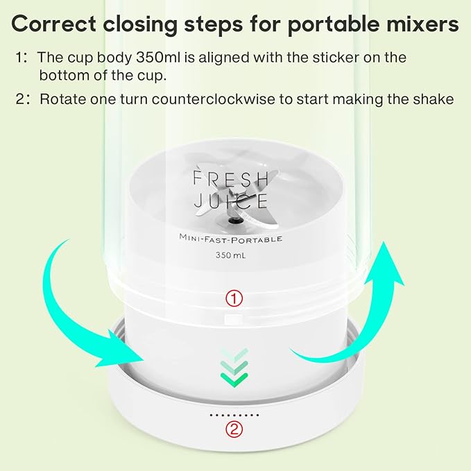 Portable Blender,Fashion Portable Blender for Shakes and Smoothies 11.8 Oz,Magnetic USB Fast Charging Mini Mixer Bottle,Take It for Traveling, Outdoor, Gym, Office, Cars, Gift -WH
