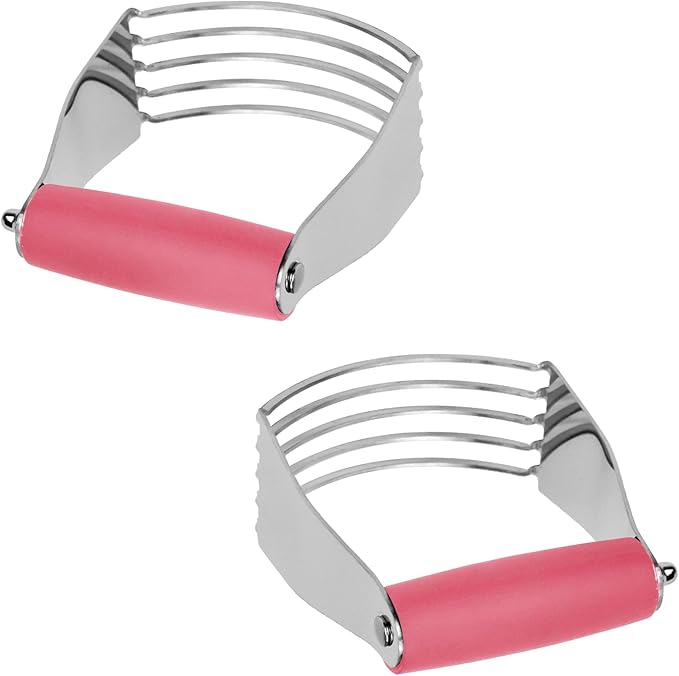 Dough Blender Heavy Duty Pastry Cutter Stainless Steel Butter Cutter Professional Baking Tool For Mixing Flour Butter (Pink)