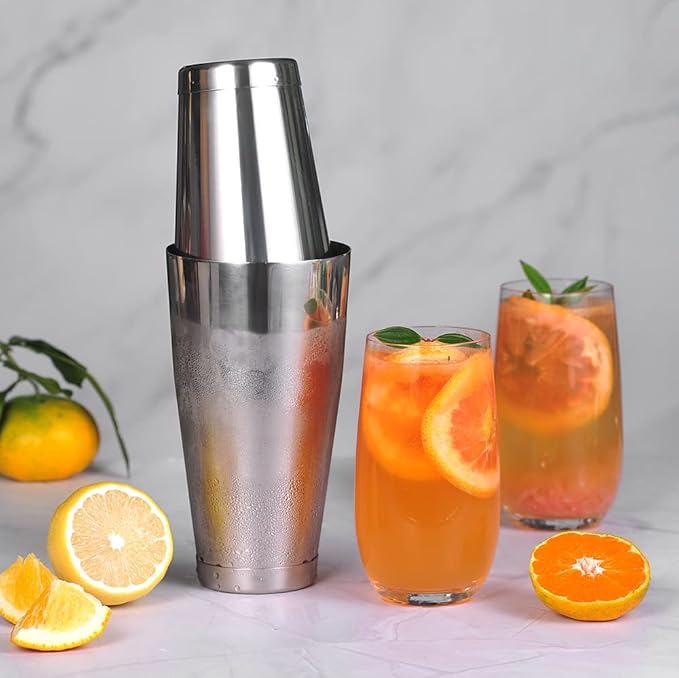 Etens Cocktail Shaker Tins Set Stainless Steel, Pro Bar Style Boston Shakers Bartending, Two Piece Martini Shaker Cup Drink Mixer for Bartender – Silver Bar Tools Weighted Metal Shaking Tin