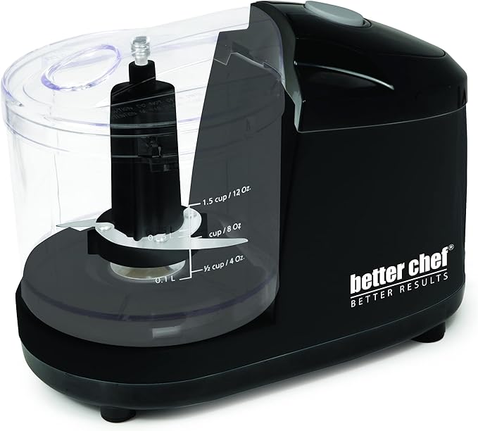 Better Chef 1.5-Cup Mini Food Processor | Stainless-Steel Blade | Pulse Switch (Black)