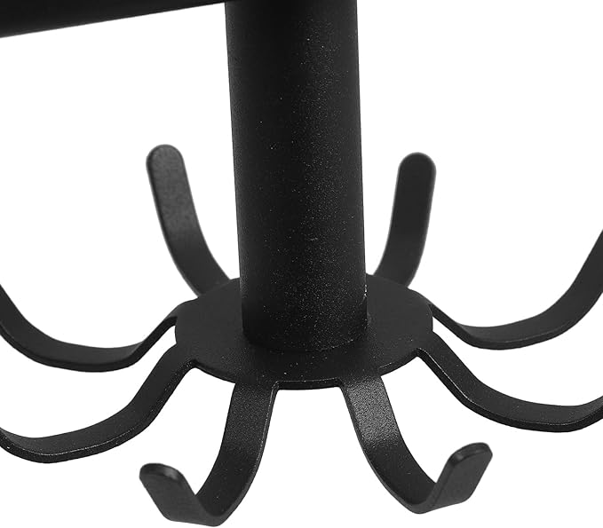 Angoily Wall Mounted Rotating Kitchen Utensil Hooks Organizer, 8 Black Hooks for Hanging Cooking Tools and Sundries, Space-Saving Wall Hanger for Kitchen and Bathroom Storage