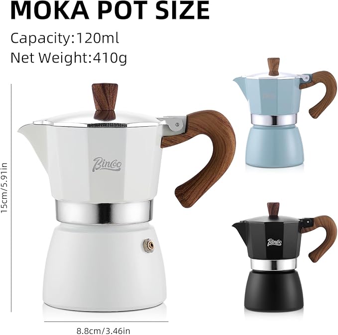 Espresso Maker Stovetop,Camping Moka Pot 2 Cup/120ML,Stove Top Espresso Italian Coffee Maker,Easy to Use (Blue)