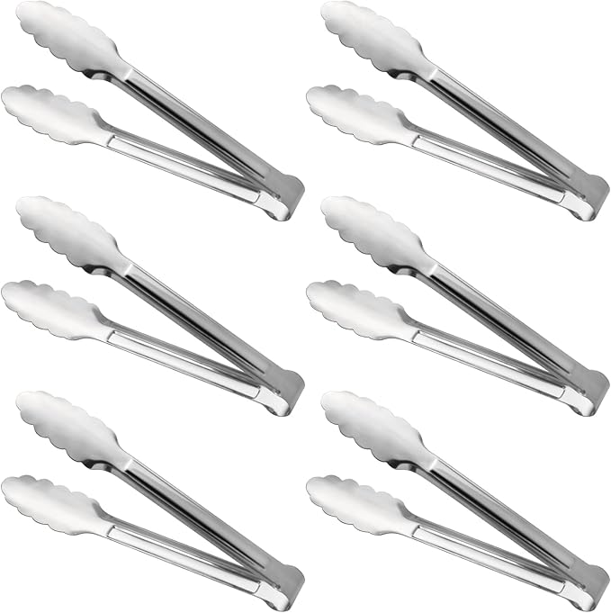 Stainless Steel Food Tongs - Serving Tong Set of 6 (12 Inch)