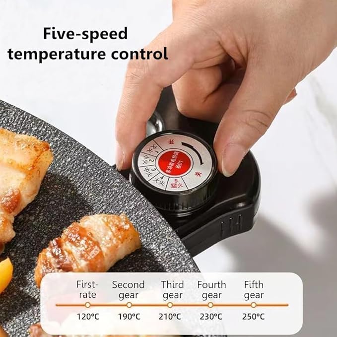 Non-Stick Electric Indoor Grill Pan, 11-15.74in Electric Griddle Nonstick, Multi-functional Korean Electric Indoor Grill, Smokeless Portable Electric Gril (36cm/14.2in)